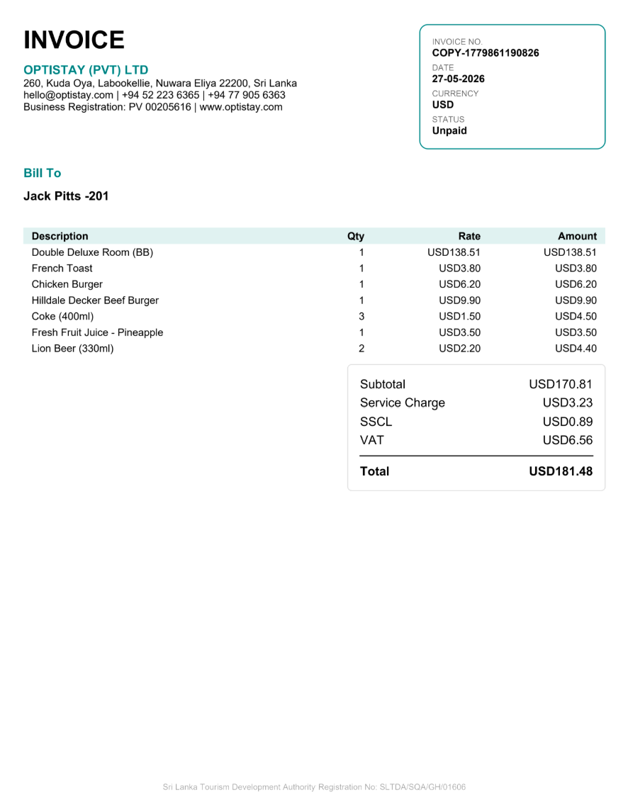 Invoice sample screenshot