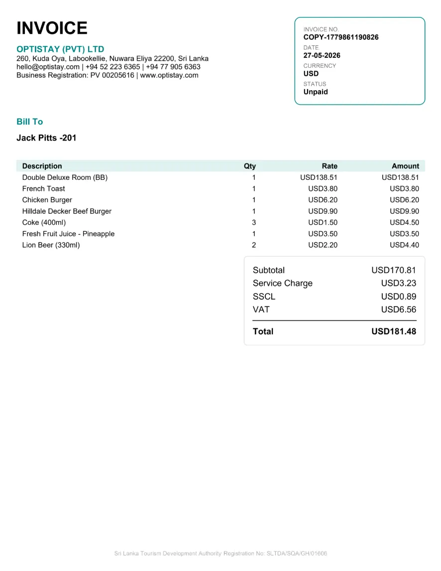 Invoice sample screenshot